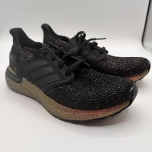 Adidas UltraBoost 20 Sneakers Mens 5.5 Black Signal Pink Metallic Knit Shoes